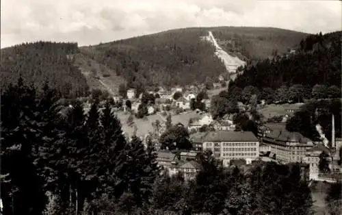 Ak Georgenthal Klingenthal im Vogtland, Teilansicht, Große Aschberg-Schanze