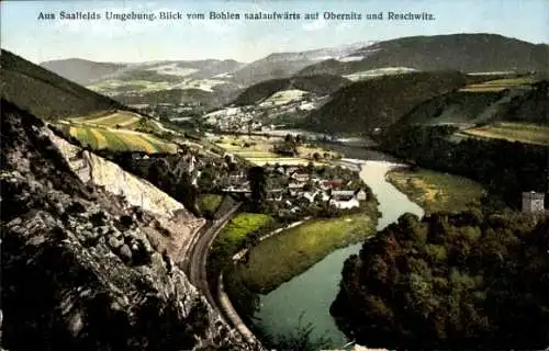 Ak Saalfeld, Blick vom Bohlen, Obernitz, Reschwitz