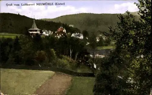 Ak Neumühle an der Elster Greiz in Thüringen, Panorama