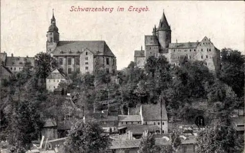 Ak Schwarzenberg im Erzgebirge Sachsen, Teilansicht