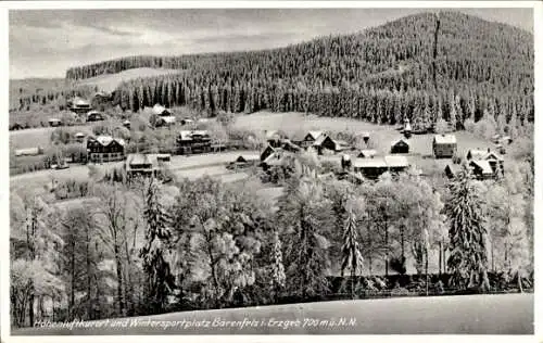 Ak Bärenfels Altenberg im Erzgebirge, Panorama vom Ort, Schneelandschaft