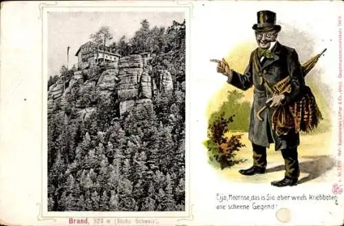 Ak Hohnstein Sächsische Schweiz, Brand, Aussichtsgaststätte, Fritze Bliemchen