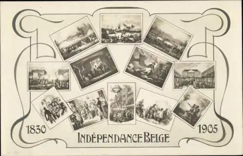 Jugendstil Ak Belgien, Indépendance Belge, 1830 à 1905, Belgische Unabhängigkeit