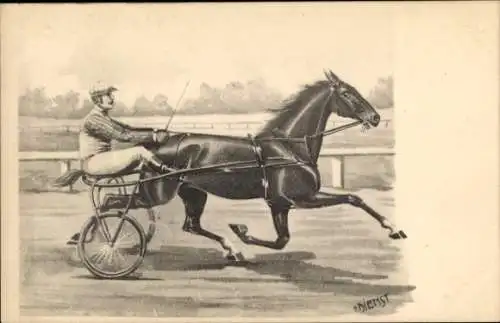 Künstler Ak Dienst, Pferderennsport