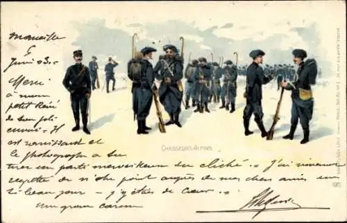 Litho Chasseurs alpins, französischen Armee, Gebirgsjäger