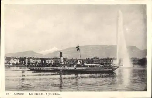 Ak Genève Genf Stadt, La Rade et le Jet d'eau, Raddampfer Aigle