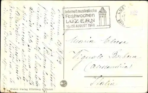 Ak Lucerne Luzern Stadt Schweiz, Seenlandschaft, Dampfschiff mit Schweizer Flagge, Stadtansich...