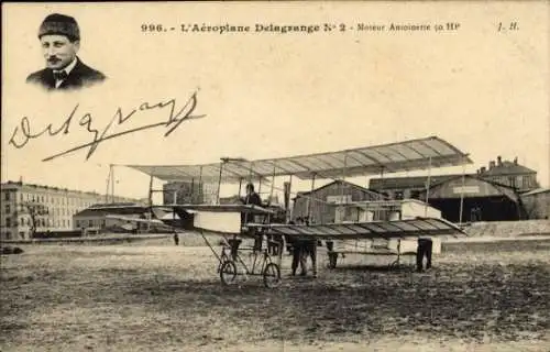 Ak L'Aeroplane Delagrange No. 2, Moteur Antoinette, Doppeldecker, Pilot