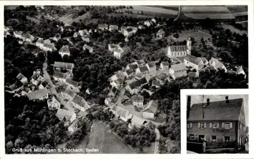 Ak Mühlingen in Baden, Fliegeraufnahme, Bäckerei Andreas Breinlinger
