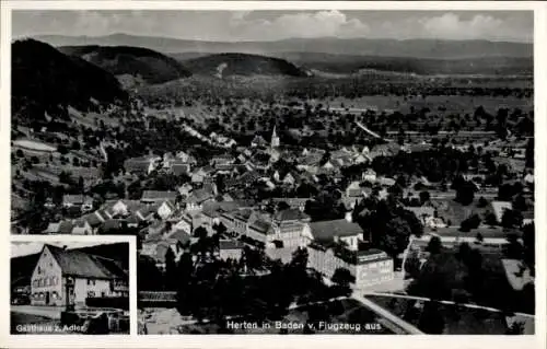 Ak Herten Herthen Rheinfelden in Baden, Fliegeraufnahme, Gasthaus zum Adler