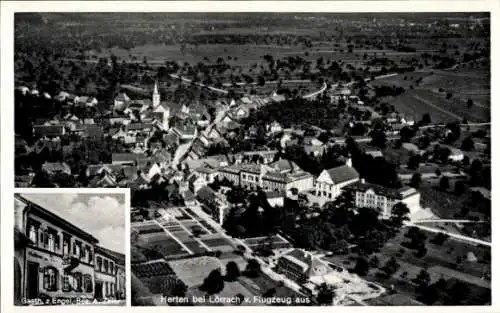 Ak Herten Herthen Rheinfelden in Baden, Fliegeraufnahme, Gasthaus zum Engel
