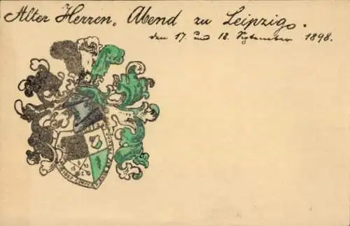 Studentika Ak Leipzig, Alte Herren Abend 1898, Corpswappen, RSC