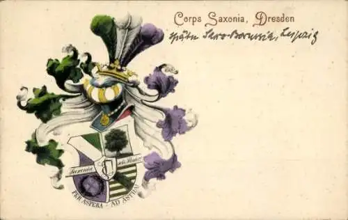 Studentika Ak Dresden, Corps Saxonia, später Saxo-Borussia Leipzig, Wappen, RSC