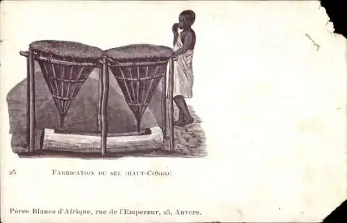 Ak Kinshasa Léopoldville DR Kongo Zaire, Salzherstellung