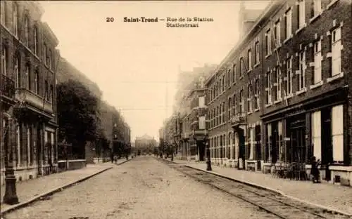 CPA Saint Trond Saint-Trond Flandre Limbourg, Rue de la Station