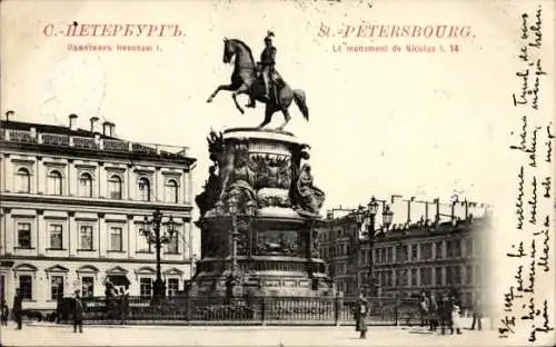 Ak Sankt Petersburg Russland, Nicolas I. Denkmal