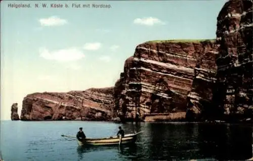Ak Nordseeinsel Helgoland, Nord West Küste bei Flut mit Nordcap