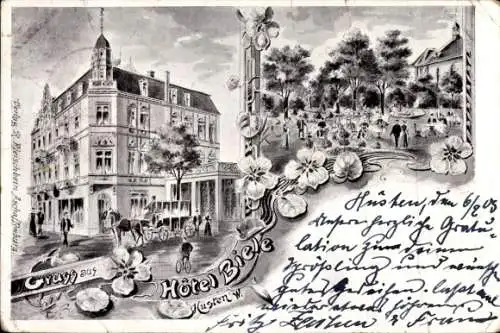 Litho Neheim Hüsten Arnsberg im Sauerland, Hotel Biele