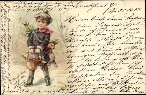 Ak Frankfurt am Main, Frankfurter Junge mit Blumenkorb