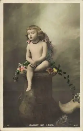 Ak Portrait, Kind als Engel zu Weihnachten