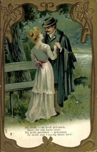 Präge Ak Liebespaar, Treffen, Abschied