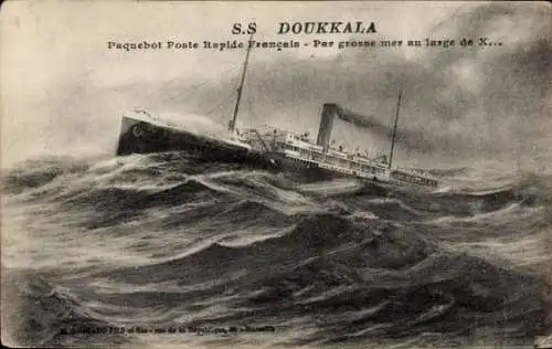 CPA Paquebot SS Doukkala, Poste Rapide Français