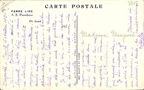Ak Dampfer S.S. Providence, Fabre Line