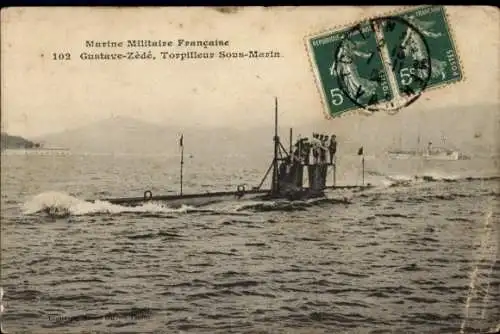 Ak Marine Militaire Française, Gustave-Zèdé, Torpilleur Sous-Marin