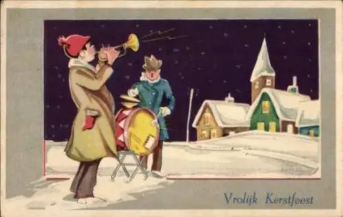 Ak Glückwunsch Weihnachten, Musizierende Männer