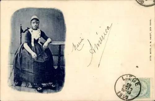 Ak Junge Frau in belgischer Tracht