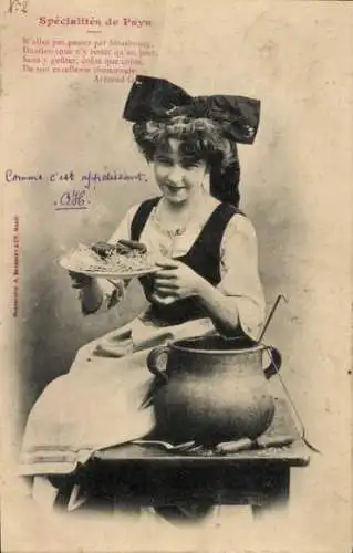 Ak Straßburg Elsass Bas Rhin, Eine junge Frau in traditioneller elsässischer Tracht steht vor ...