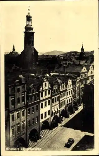 Ak Jelenia Góra Hirschberg Riesengebirge Schlesien, Blick nach der katholischen- und Gnadenkirche