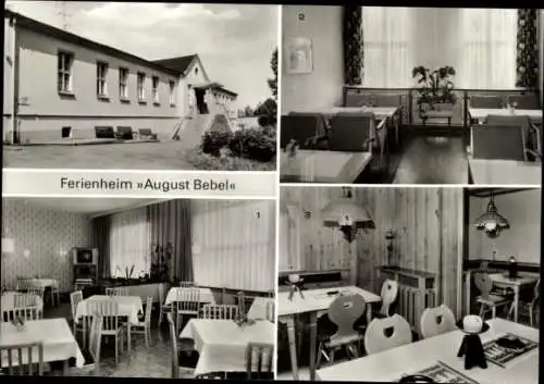 Ak Crandorf Erla Schwarzenberg im Erzgebirge Sachsen, Ferienheim August Bebel, Speisesal, Klubraum