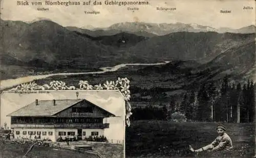 Ak Wackersberg in Oberbayern, Blomberghaus, Gebirgspanorama