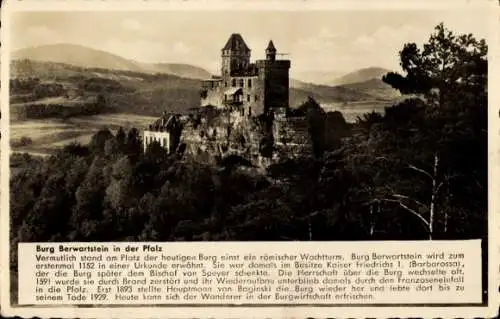 Ak Erlenbach bei Dahn in der Pfalz, Burg Berwartstein