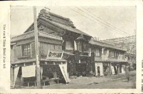 Ak Tokyo Tokio Japan, Eine Straße in  Detail eines Daches, Schriftzeichen