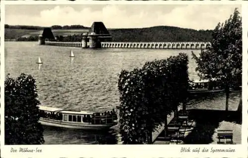 Ak Möhnesee in Westfalen, Möhnetalsperre, Sperrmauer