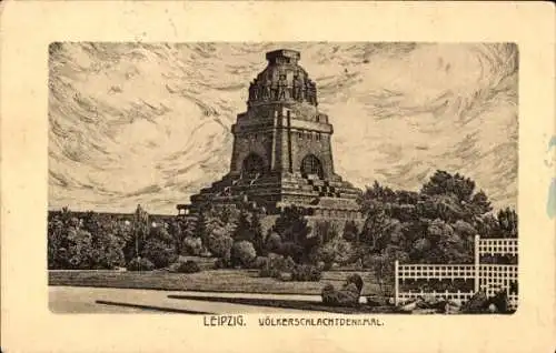Präge Passepartout Ak Leipzig in Sachsen, Völkerschlachtdenkmal