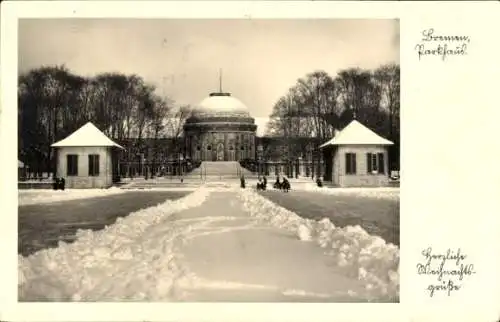 Ak Bremen, Parkhaus, Winteransicht, Weihnachtsgrüße