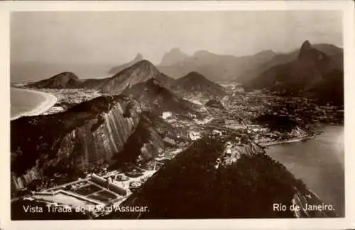 Ak Rio de Janeiro Brasilien, Blick auf den Zuckerhut, Berge, Küstenlinie, Landschaft