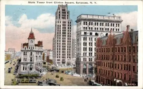 Ak Syracuse New York USA, State Tower vom Clinton Square