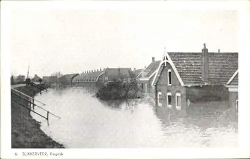 Ak Slikkerveer Südholland, Überflutete Häuser, Ringdijk,  Wasserstand hoch