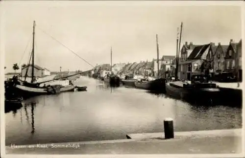 Ak Sommelsdijk Insel Goeree Overflakkee Südholland, Hafenansicht, Boote, Häuser, ruhiges Wasse...