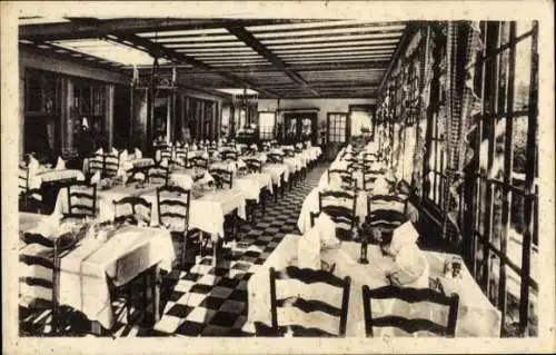 Ak Dieppe Seine Maritime, Restaurant im Hotel des Terrasses, viele gedeckte Tische, große Fenster