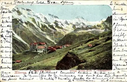 Ak Mürren Kanton Bern Schweiz, Berglandschaft, Hotel des Alpes, Mittag-Gross-Breit und Tsengel...