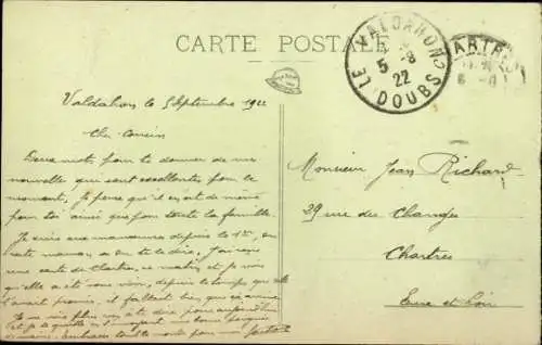 Ak Valdahon Doubs, Camp, Tank au depart, französischer Panzer