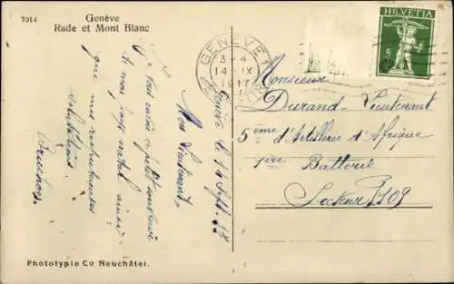 Ak Genève Genf Schweiz, Blick auf den Genfersee, Mont Blanc, Dampfschiff, Fontaine
