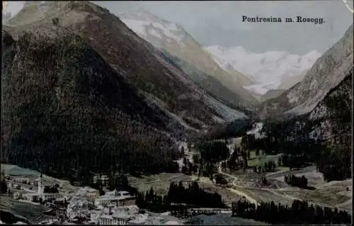 Ak Pontresina Kanton Graubünden Schweiz, Teilansicht mit Rosegg