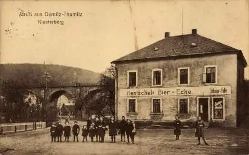 Ak Demitz Thumitz in Sachsen, Klosterberg, Hentschel Bier-Ecke
