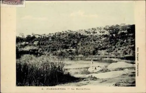 Ak Fianarantsoa Madagaskar, Stadtansicht, Fianarantsoa, La Haute Ville, Wasser, Felsen